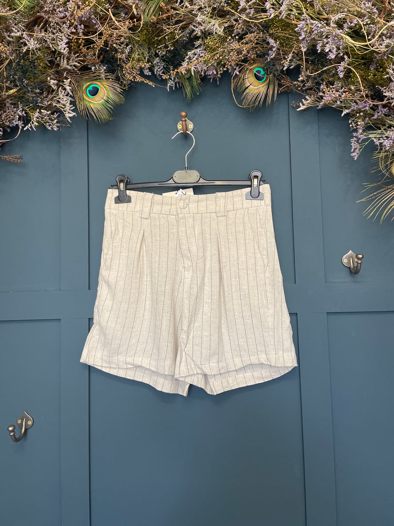 PINSTRIPE LINEN MIX SHORTS