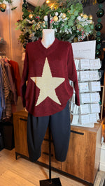 GOOSE ISLAND - Wollen v neck star jumper