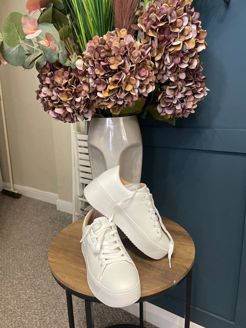 ELLA - WHITE TRAINER PUMPS