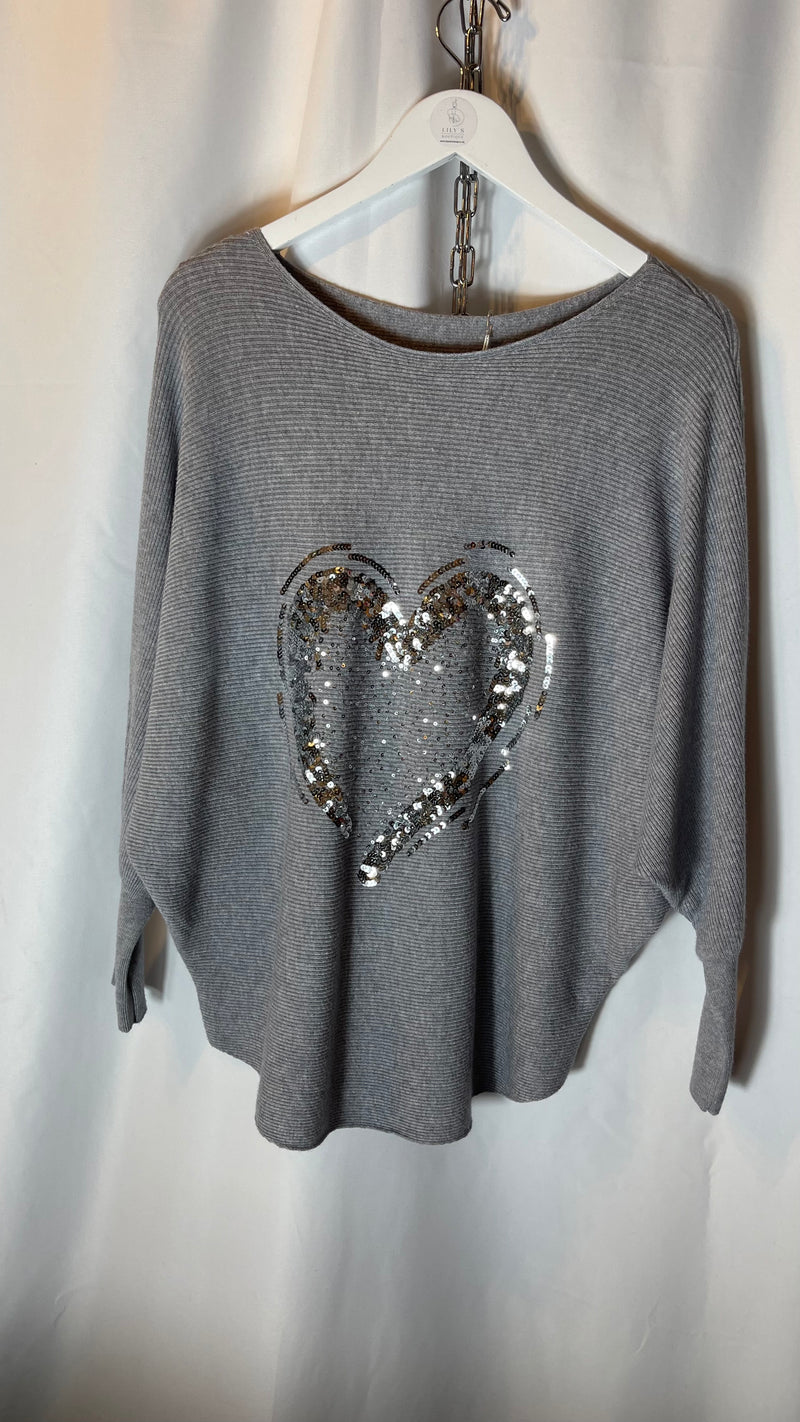 SEQUIN Heart Jumper