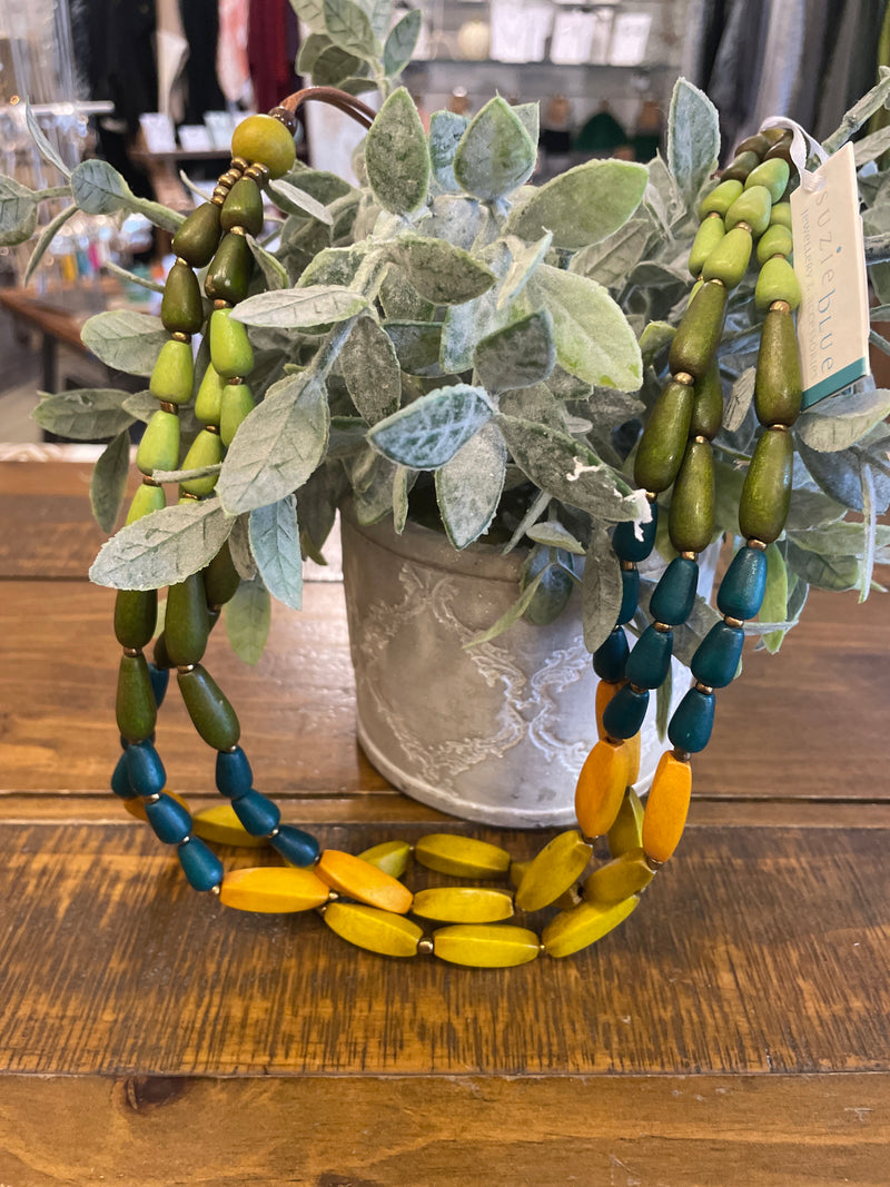 SUZIE BLUE - Multi green bead necklace