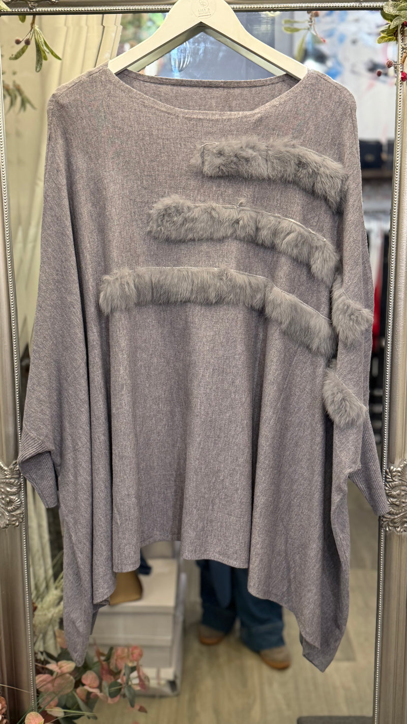 PARADISCO COUTURE - Oversized fur trim jumper