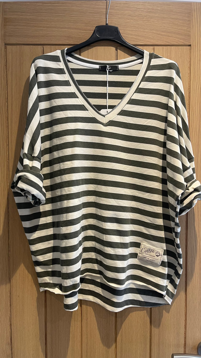 MADE IN ITALY - Jersey striped top