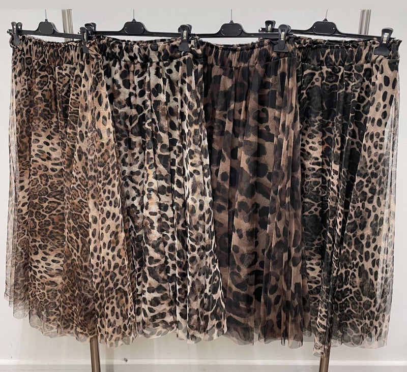 NEW COLLECTION - Leopard printed netted skirt