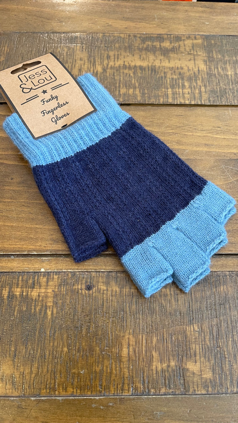 J & L 2 colour funky fingerless gloves