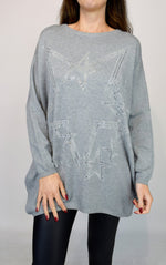 PAPILLONNE - Embellished star oversized jumper