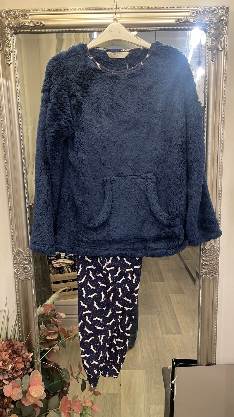 SLEEPWEAR - Dachshund fleece top/cotton pant pyjama