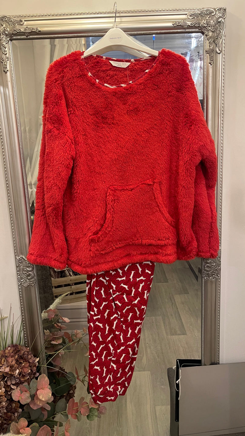 SLEEPWEAR - Dachshund fleece top/cotton pant pyjama