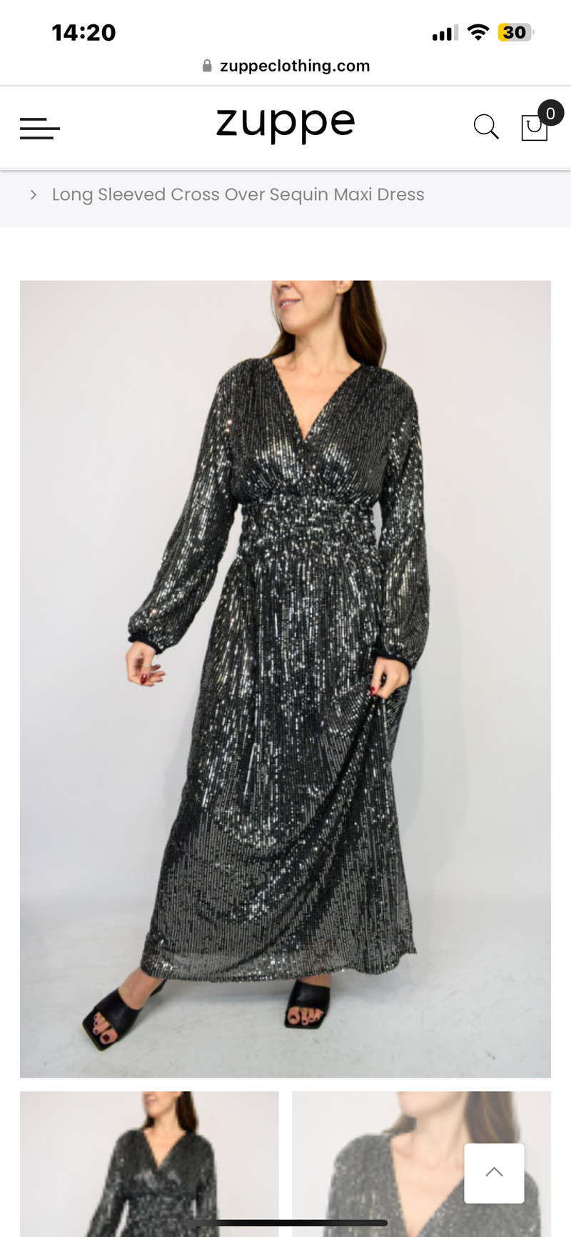 Long Sleeved Cross Over Sequin Maxi Dress